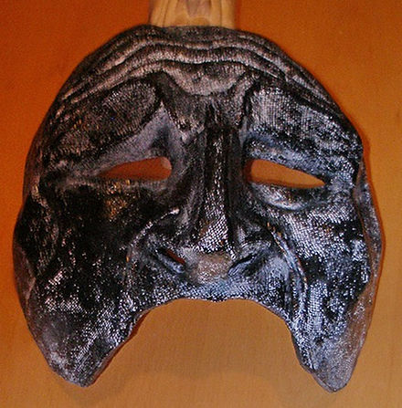 Pantalone is a commedia dell arte mask made in mixed tehnique and is part of the Album chapter of the Liviu Bora online art gallery