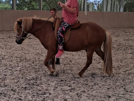 Ein Kind auf einem Pferd