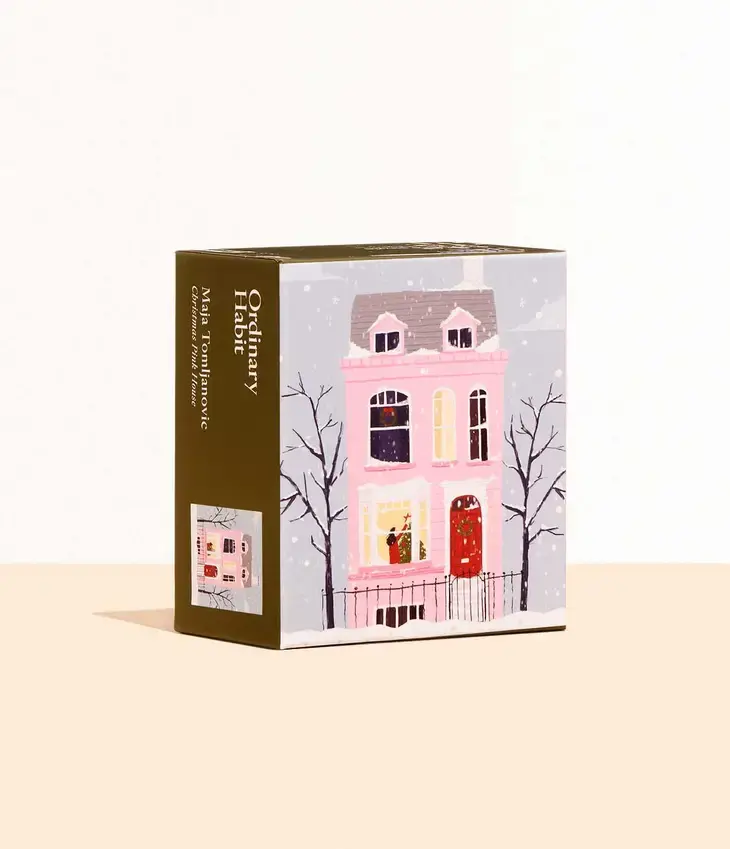 Puzzle maison rose de noël