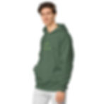 Thumbnail: Men pigment-dyed hoodie Green Embroided  Love Life
