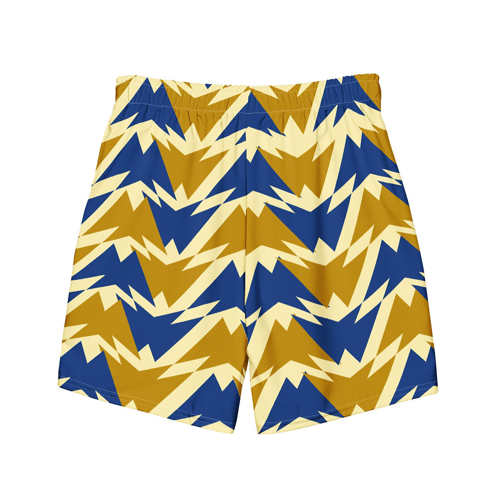 Thumbnail: Mens All-Over Abstract  Print  Swim Trunks cream