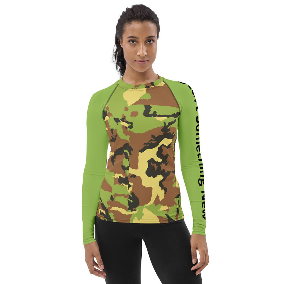 Thumbnail: Veronica  Rash Guard Green Camo/Green 'Start Something New' sleeves