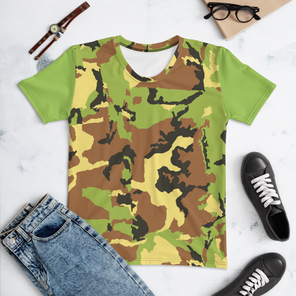 Women's Green Camouflage Crew Neck T-Shirt