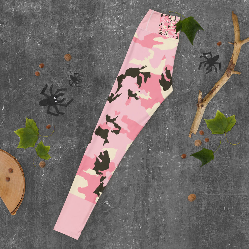 Thumbnail: Veronica - Yoga Leggings Pink Camouflage Capri look.