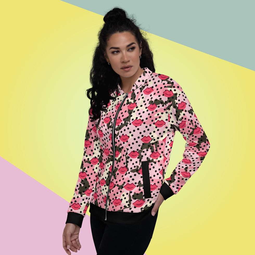 Thumbnail: Women's Veronica Multi  Bomber Jacket Pink/Black