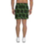 Thumbnail: Men's Athletic Long Shorts Black and Fern Abstract