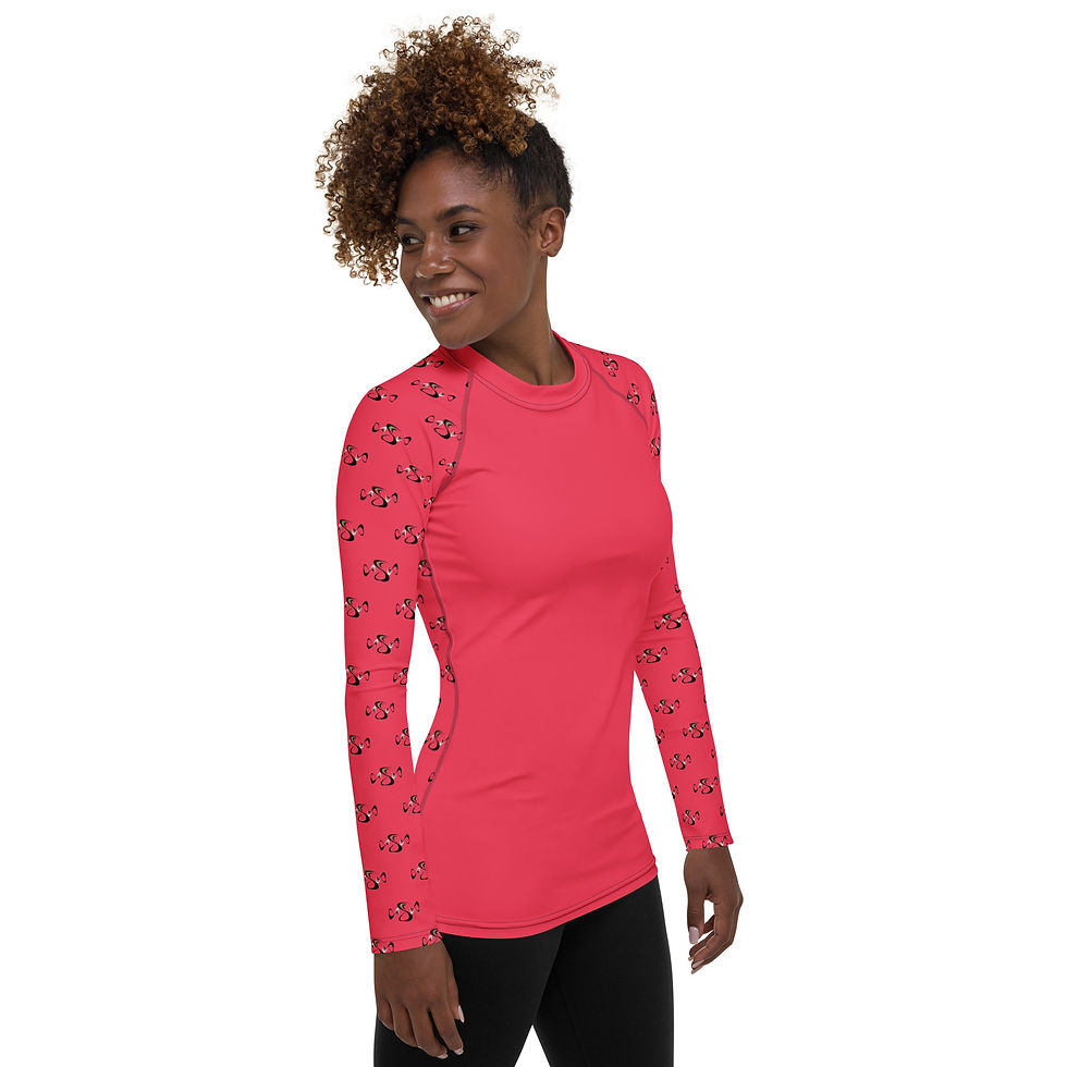 Thumbnail: Women's Rash Guard Women's Rash Guard worn in sun wind and rain Salmon Pink
