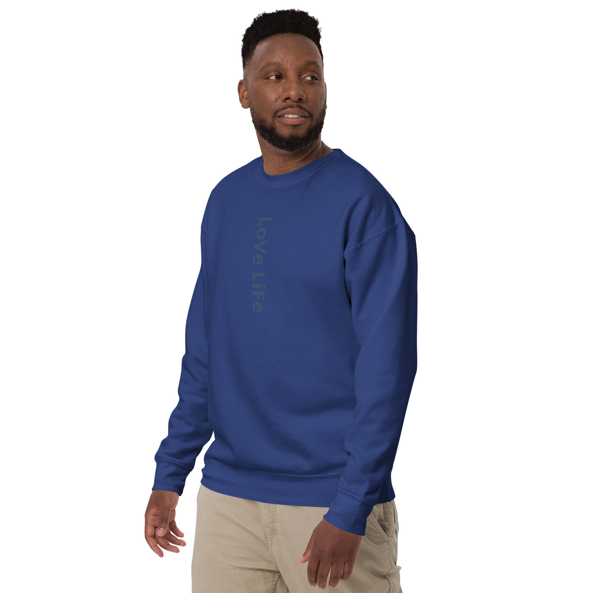 Men's Premium Sweatshirt Print Love Life Blue