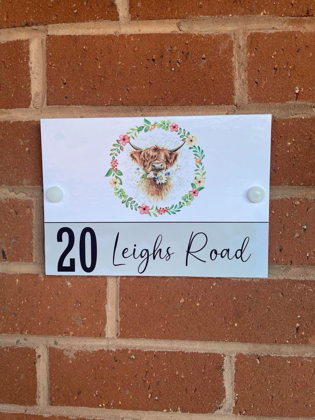 Highland Cow outdoor house sign 