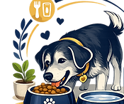 Older dog drinking from a water bowl, illustrating increased thirst and slower eating in senior dogs