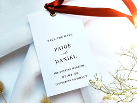 Copper modern minimal wedding save the date