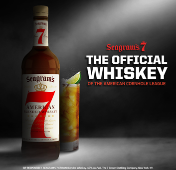 SEAGRAM'S 7 CROWN AMERICAN BLENDED WHISKEY PARTNERS WITH AMERICAN CORNHOLE LEAGUE AS OFFICIAL WHISKEY SPONSOR