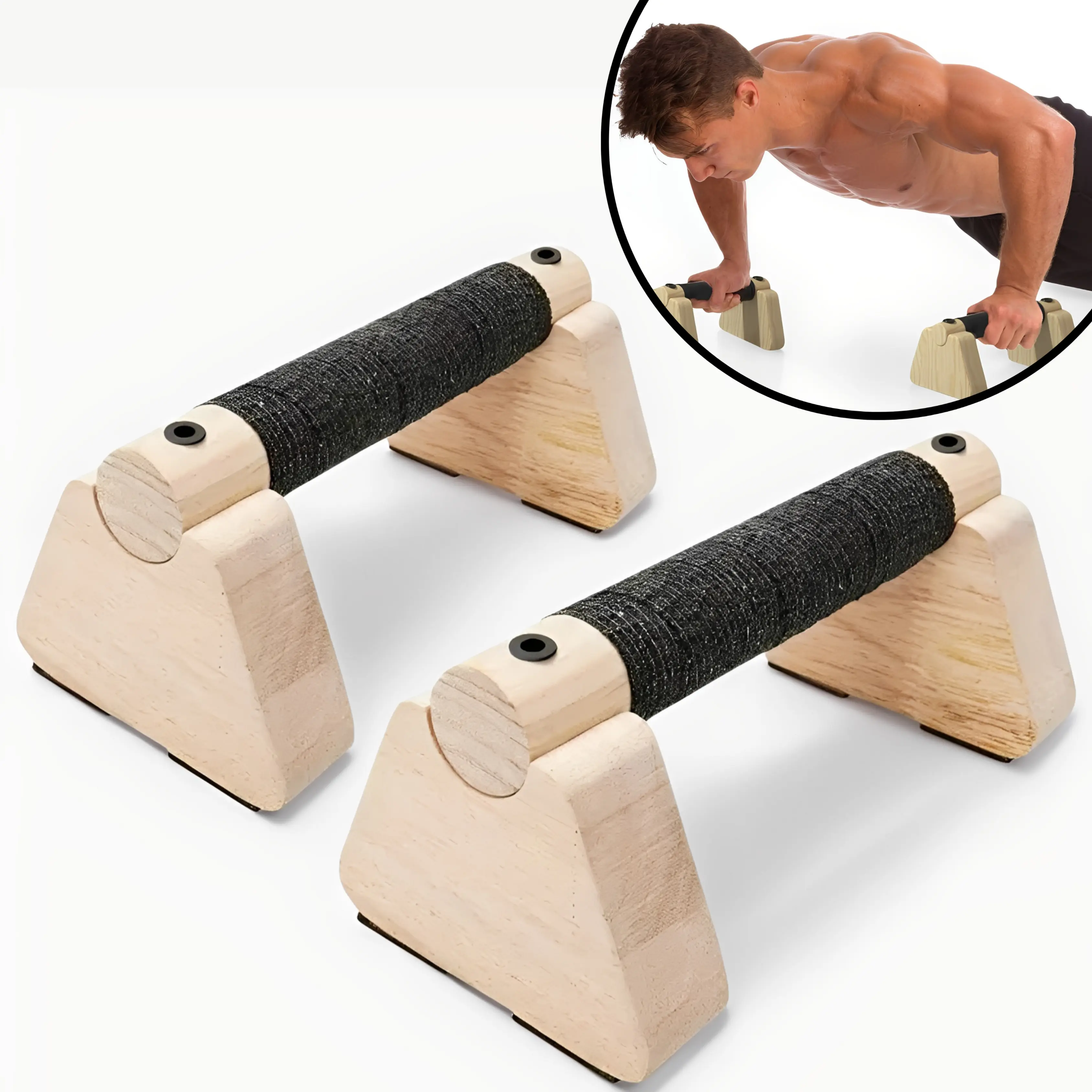 Liegestützgriffe aus Holz