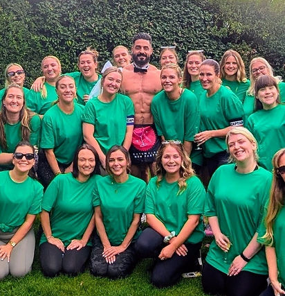 Cotswold hen party group enjoying a butler in the buff host at a private celebration