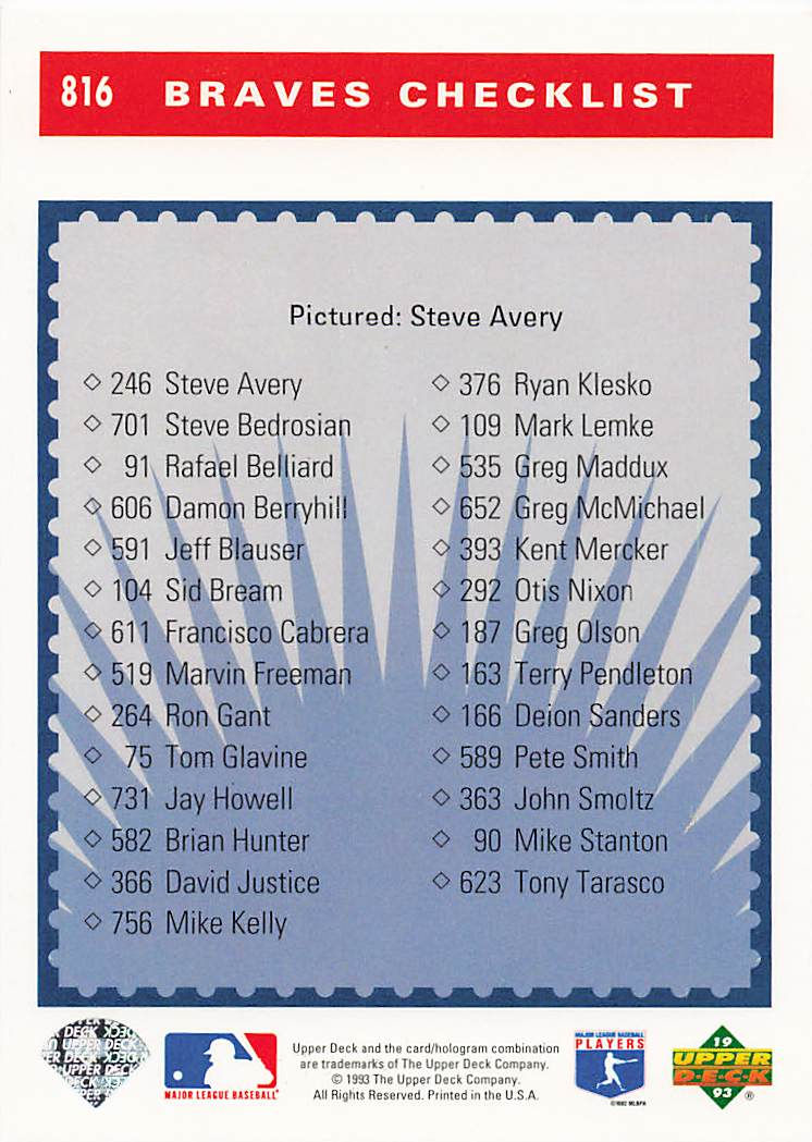 Thumbnail: 1993 Upper Deck Collector's Choice Team Checklist Cards 812-818