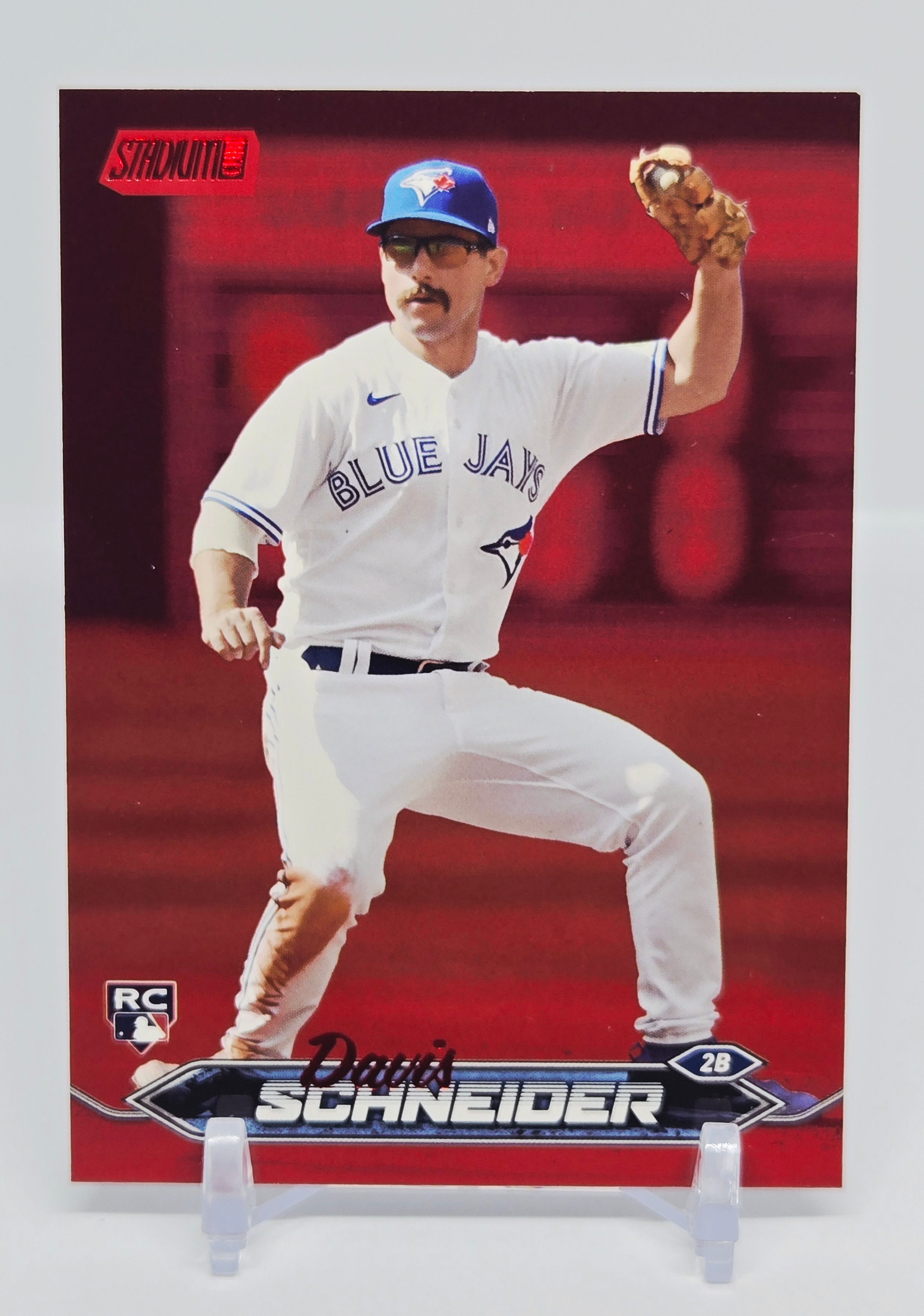 Davis Schneider 2024 Topps Stadium Club Baseball Red Parallel Rookie Card (TOR)