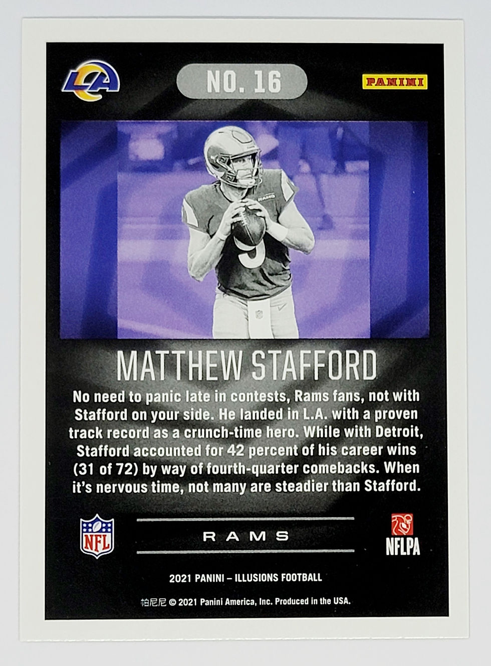 Matthew Stafford 2021 Panini Illusions Football Card No 16 (Rams)