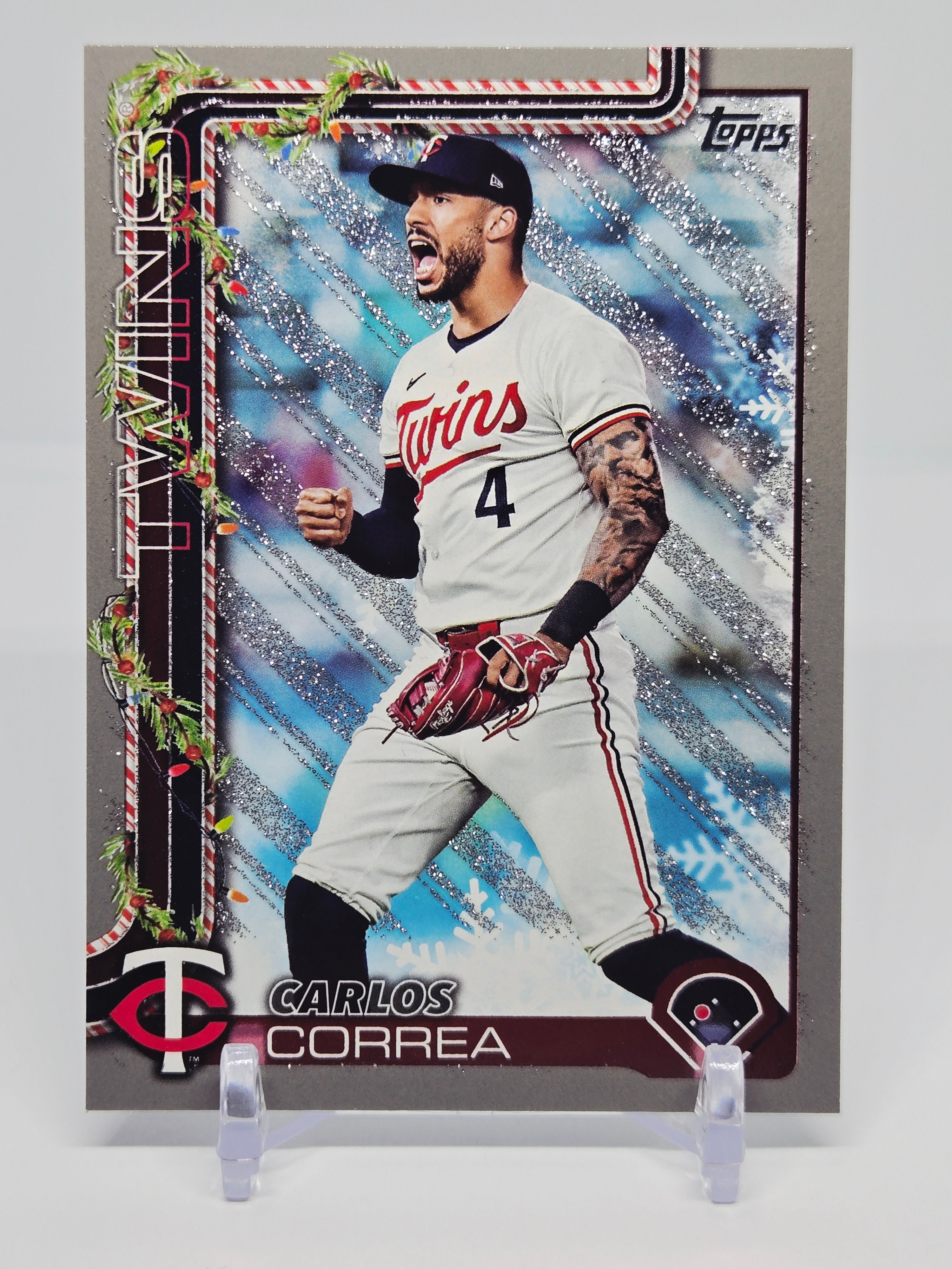 Carlos Correa 2025 Topps Holiday Baseball Silver Glitter Parallel (Twins)