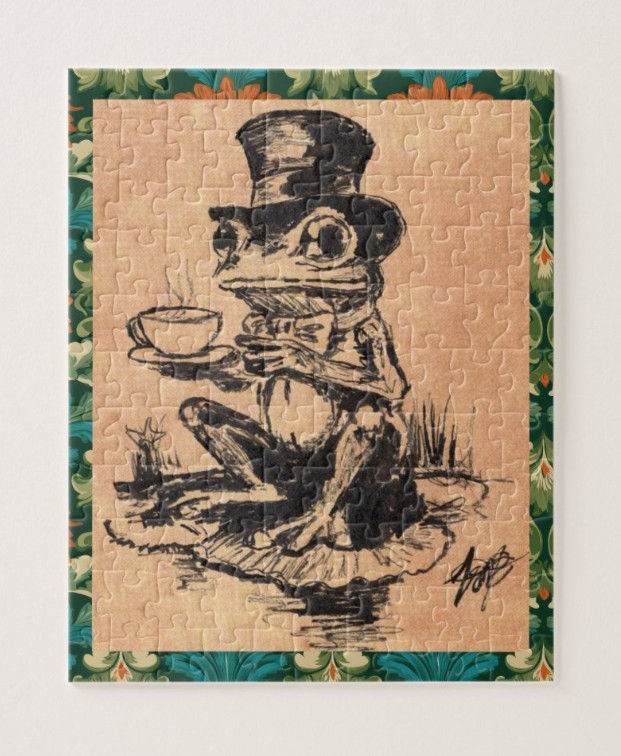 Lord Ribbit of Rosewood Pond Art Print 8x10 Inch 110 Piece Collector Art Puzzle
