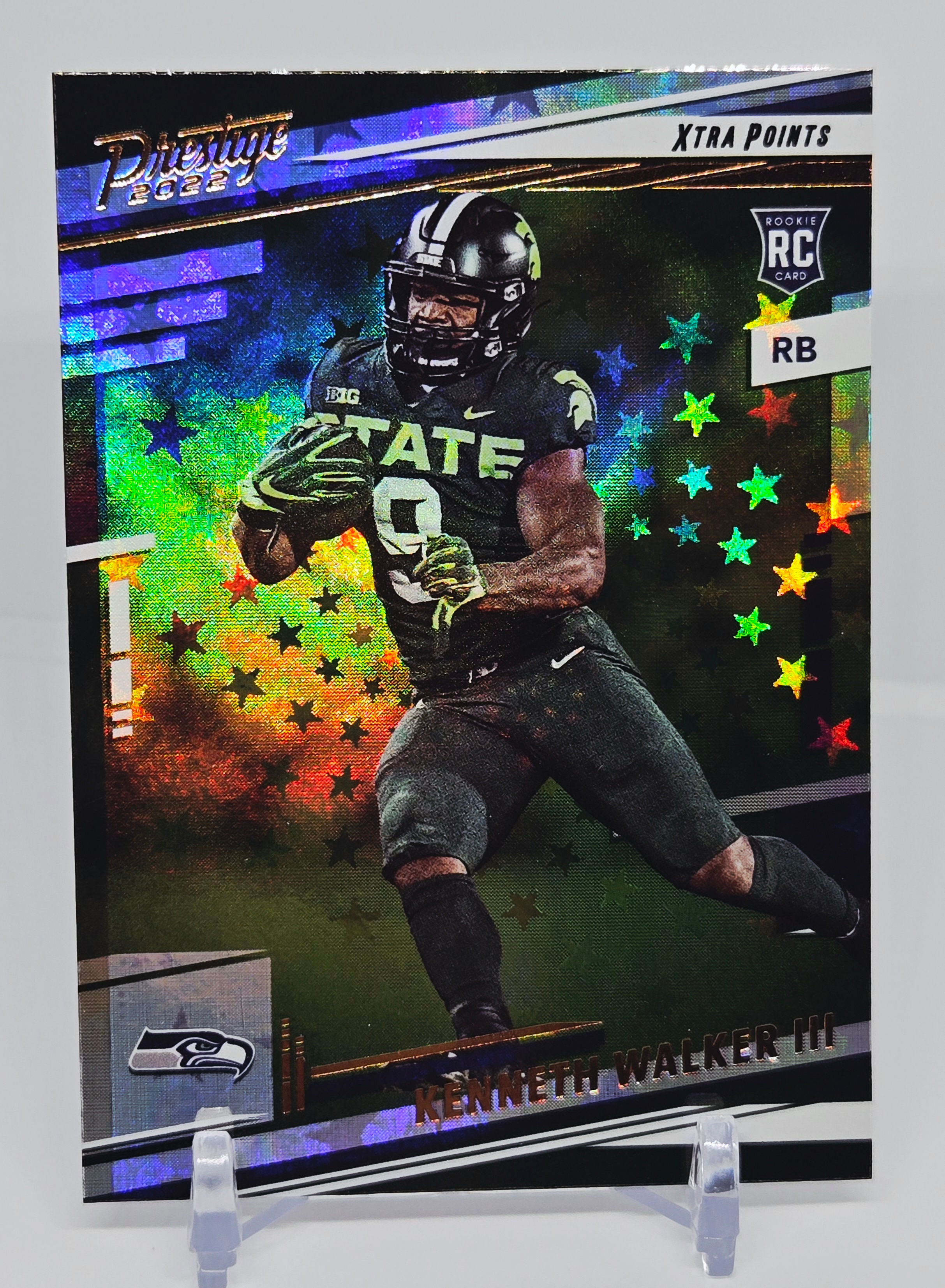 Kenneth Walker 2022 Panini Prestige Xtra Points Astral Parallel Rookie Card -SEA