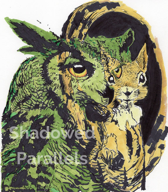 "Caught in the Hollow" 10 x 8" Original Hand Drawn Ink Illustration