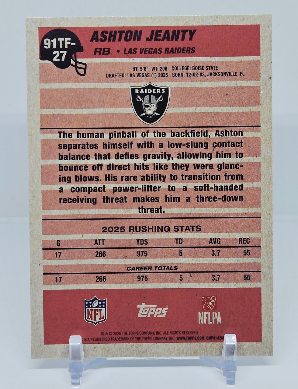 Ashton Jeanty 2026 Topps Flagship Football "1991 Topps" Insert (LV)