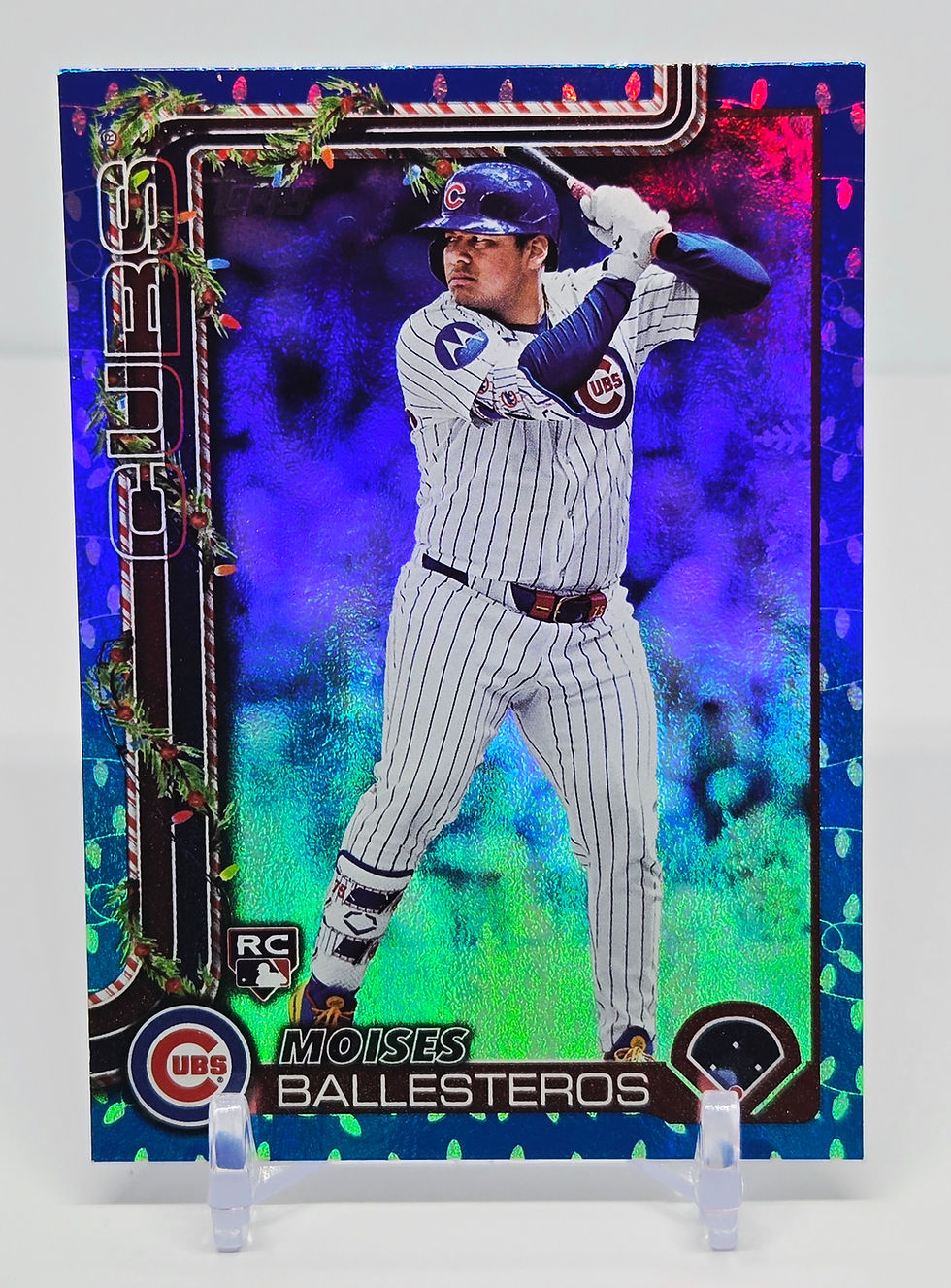 Moises Ballesteros 2025 Topps Holiday Blue Metallic Lights Parallel Rookie -Cubs