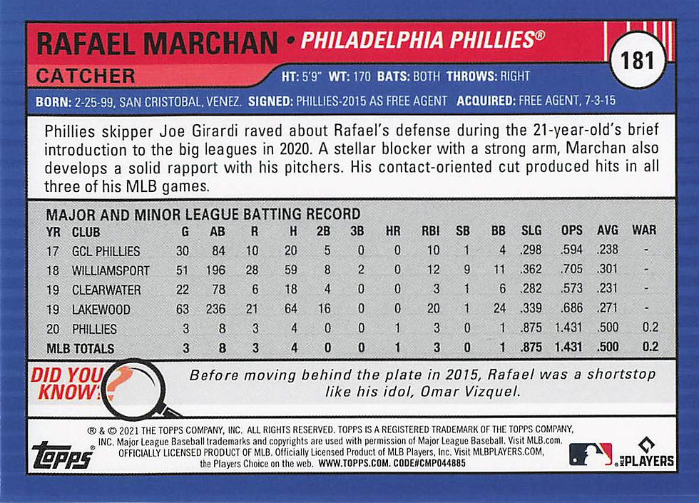 Thumbnail: 2021 Topps Big League Rookie Cards 166-193 Select from Drop-Down Menu