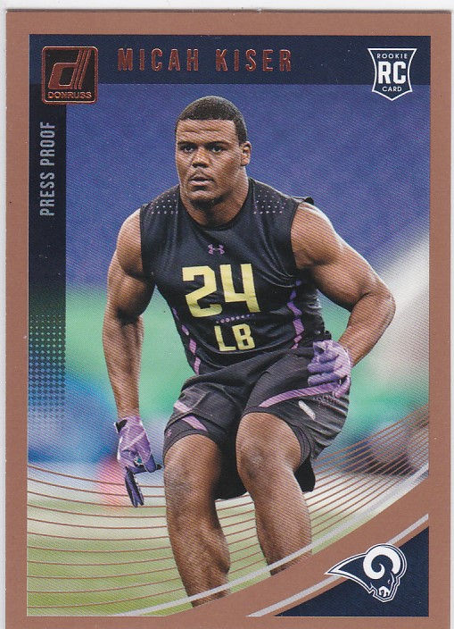 Micah Kiser 2018 Donruss Press Proof Bronze Parallel Rookie Card (Rams)