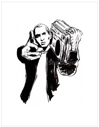 Eminem Brush and Ink Drawing - 8