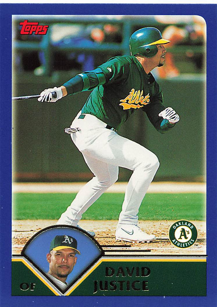 David Justice 2002 Topps Baseball Card No 154