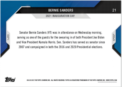 Bernie Sanders - 2020 USA Election Topps NOW® Card 21