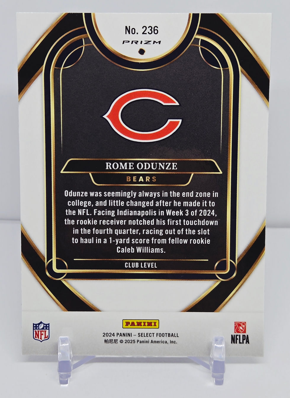 Rome Odunze 2024 Panini Select Club Level Red Blue Shock Rookie Parallel (CHI)
