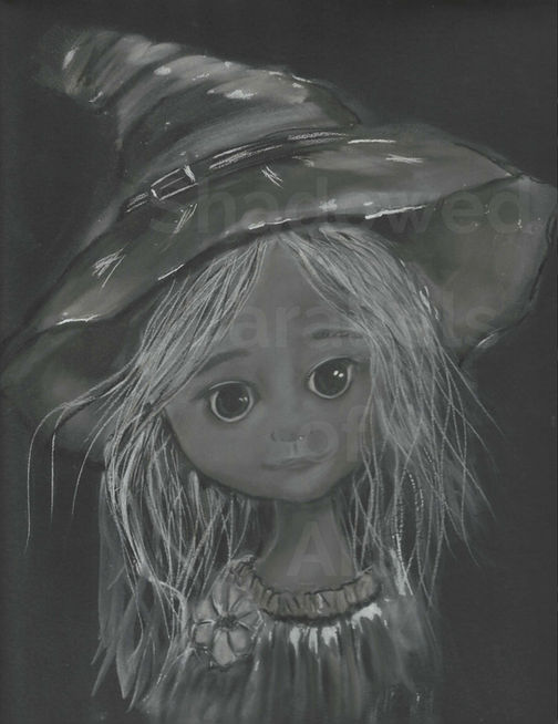 "Witchling" Charcoal and Pan Pastel Mix Medium Original Artwork