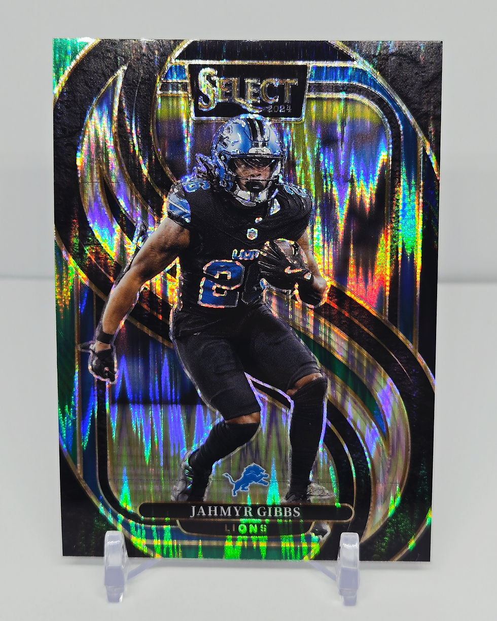 Jahmyr Gibbs 2024 Panini Select Football Green and Black Shock Card No 163