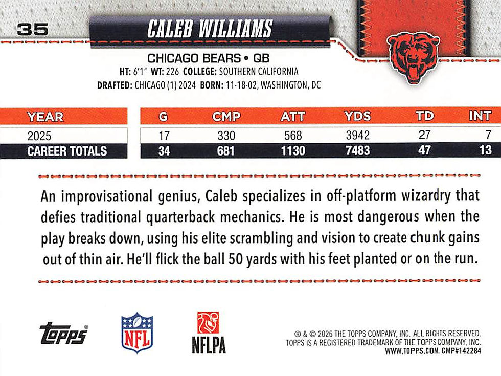 Caleb Williams 2026 Topps Flagship Football Card No 35