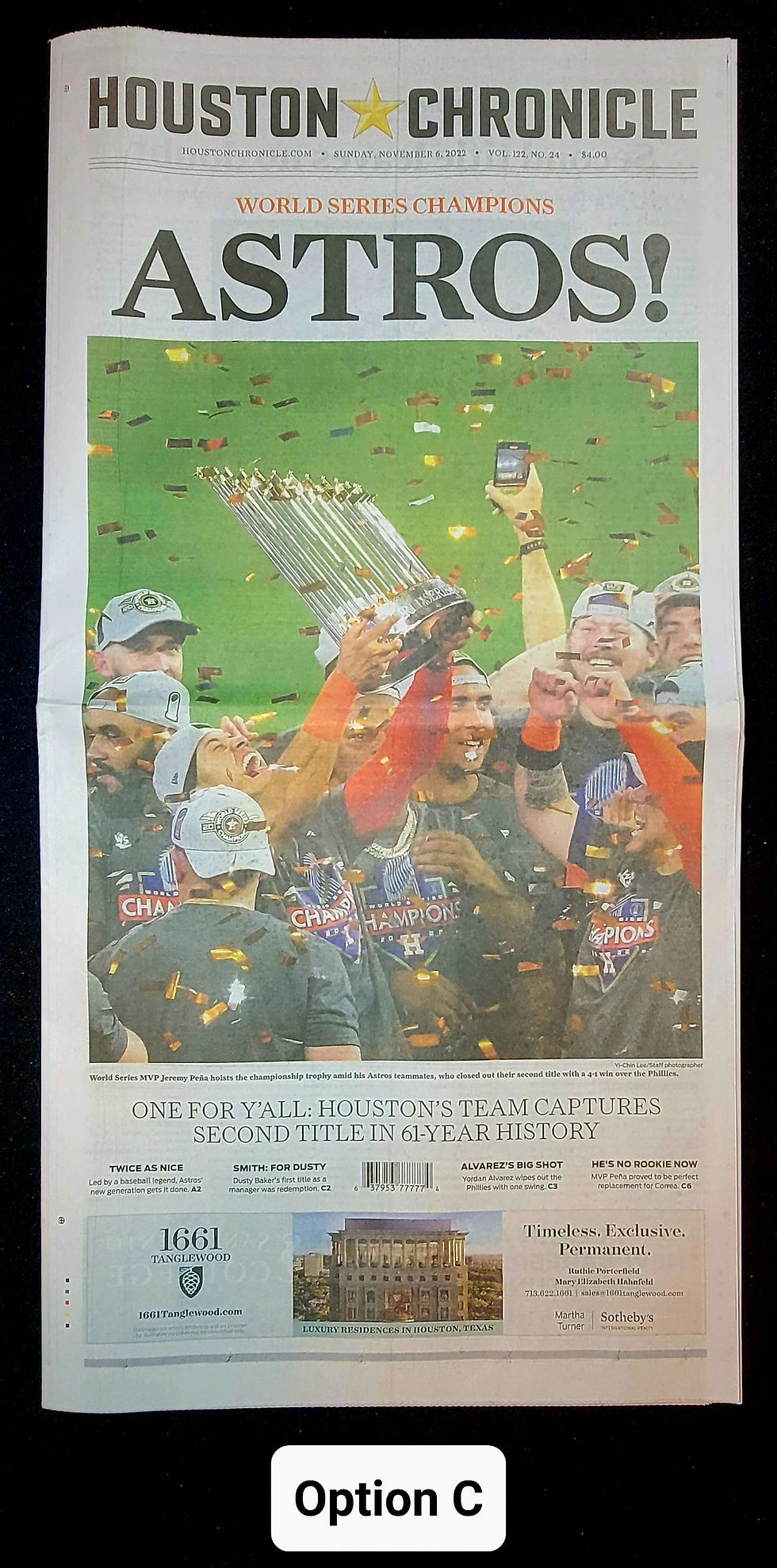 Thumbnail: 2022 World Series Champions Houston Chronicles Newspaper: "ASTROS!"