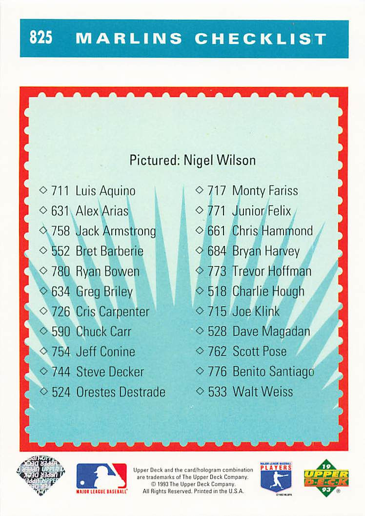 Thumbnail: 1993 Upper Deck Collector's Choice Team Checklist Cards 819-825
