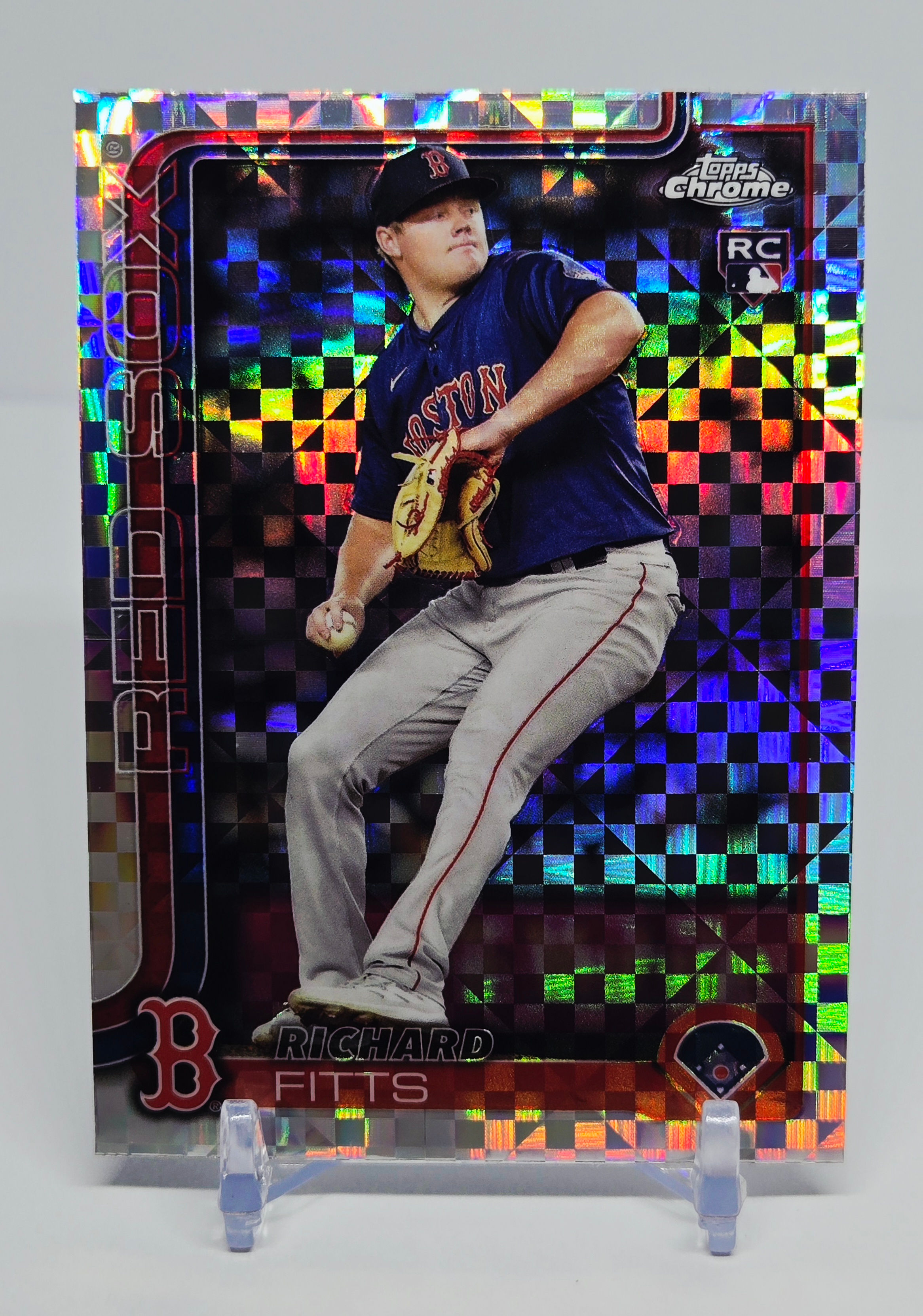Richard Fitts 2025 Topps Chrome X-Fractor Parallel Rookie Card No 72 (Red Sox)