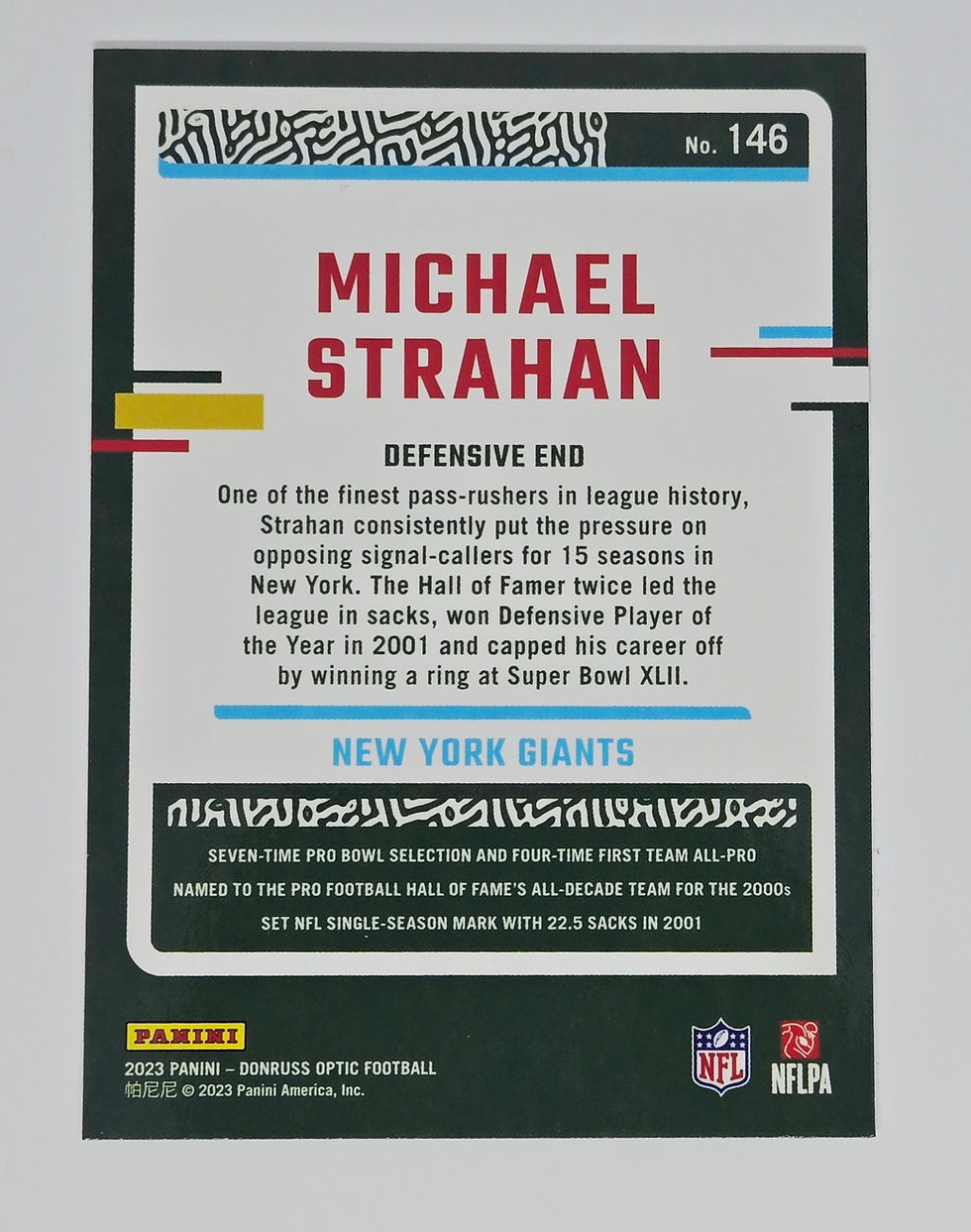 Michael Strahan  2023 Panini Donruss Optic Football Card No 146 (NYG)