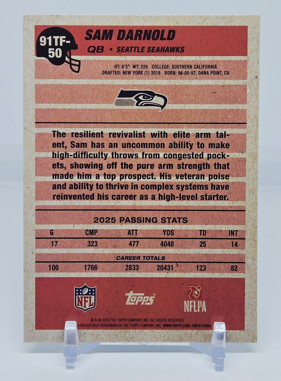 Sam Darnold 2026 Topps Flagship Football "1991 Topps" Insert No 91TF-50