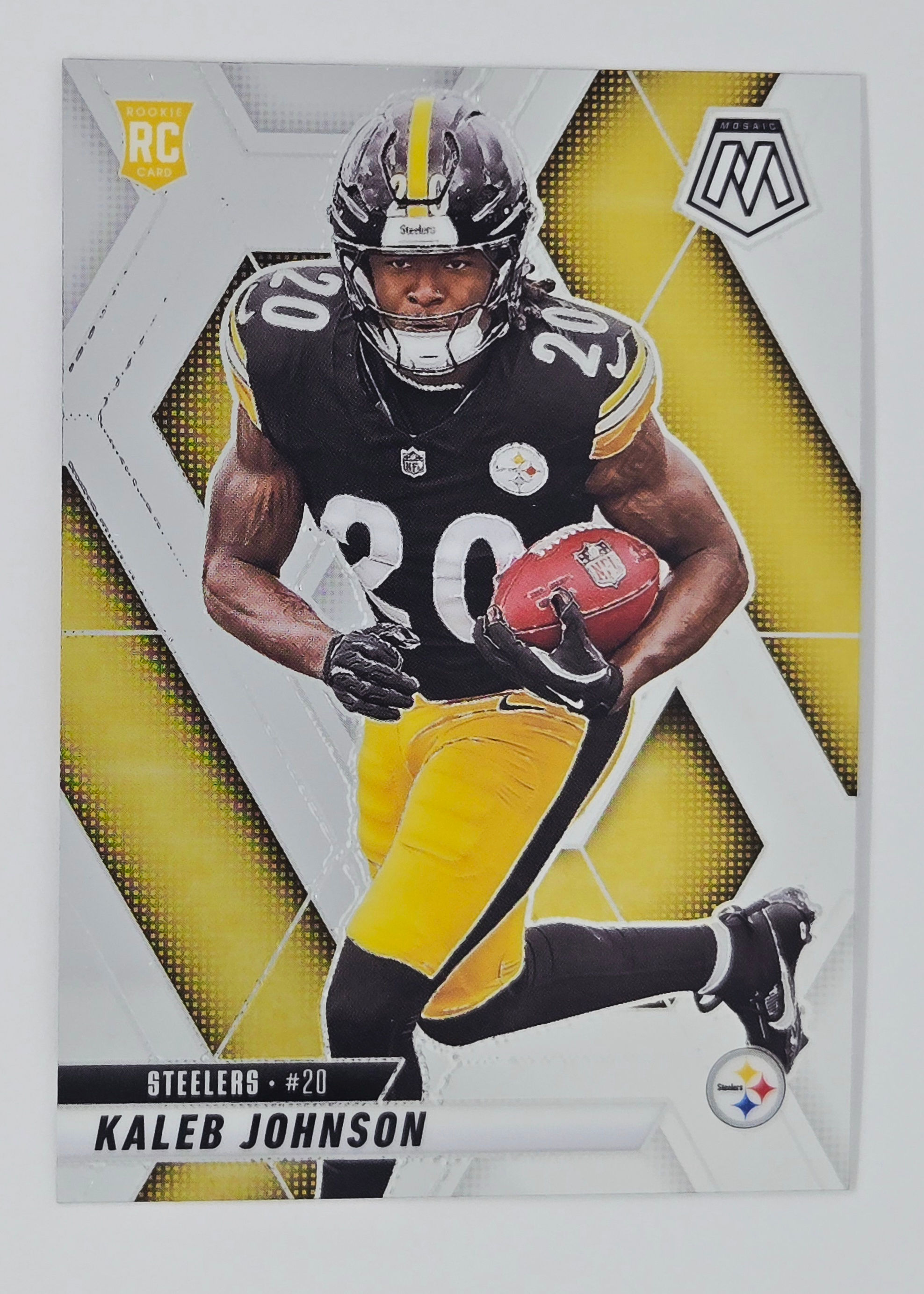 Kaleb Johnson 2025 Panini Mosaic Football Rookie Card No 315 (Steelers)