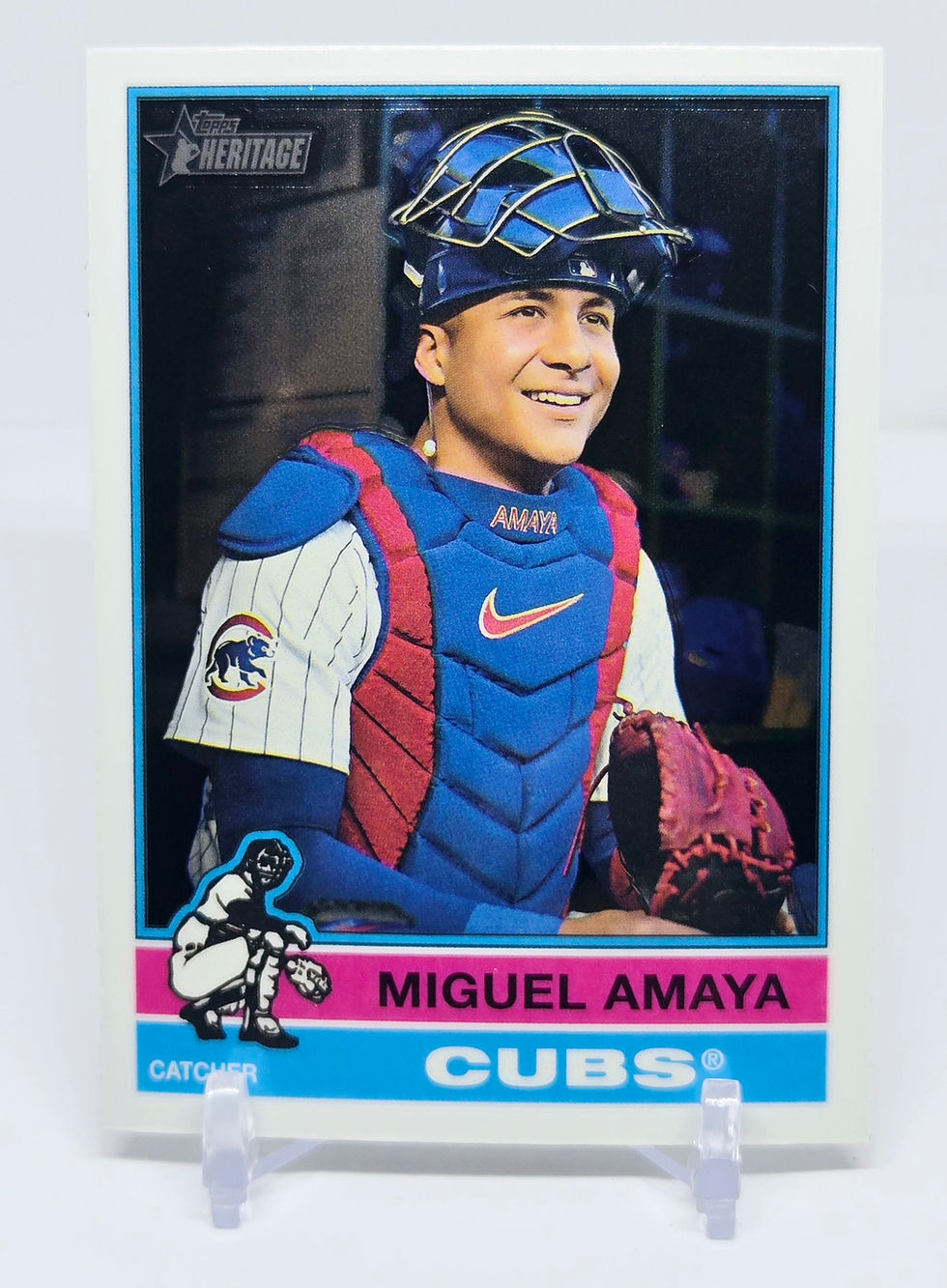 Miguel Amaya 2025 Topps Heritage Chrome SP (short print) Card No 482 (Cubs)