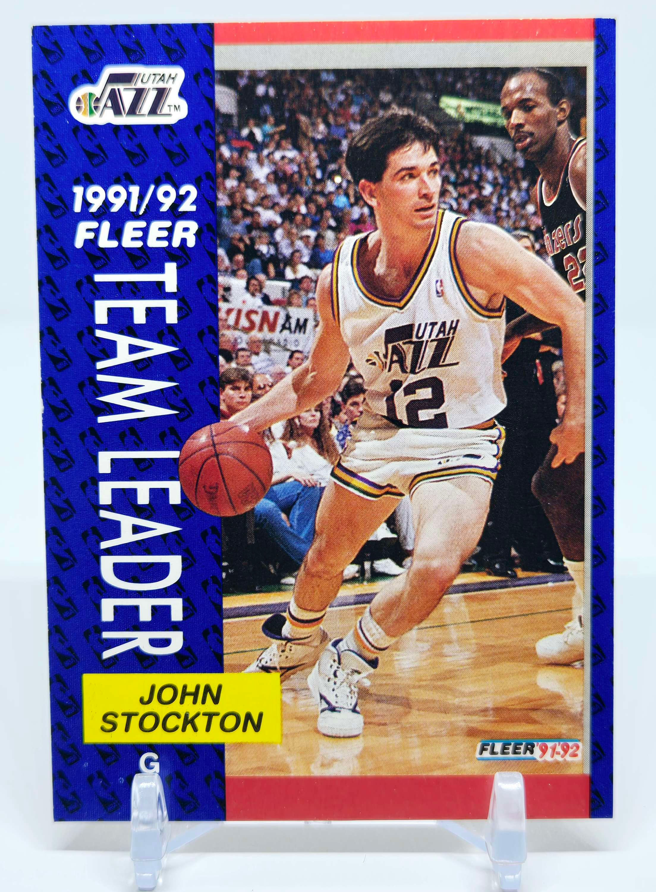 John Stockton 1991-92 Fleer Basketball Team Leader Card No 397
