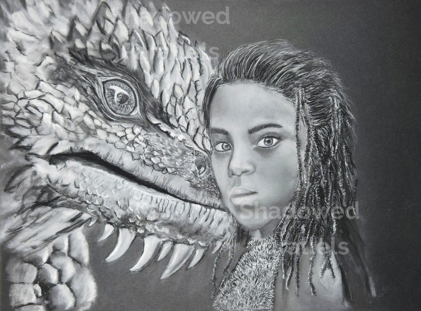 A Dragon's Guardian Charcoal - Print