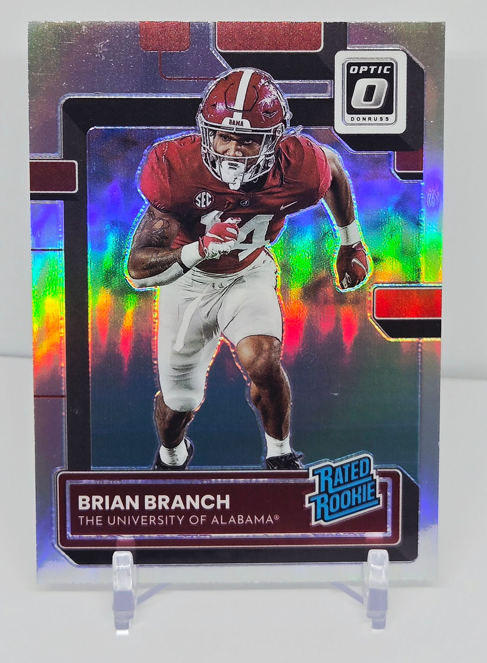 Brian Branch 2023 Panini Donruss Optic Draft Picks Rated Rookie Holo Parallel