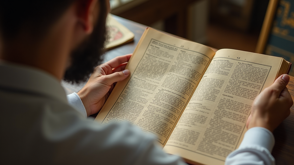 Close-up view of a person studying Vedic astrology books and charts