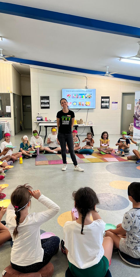 Class listening to a health and nutrition talk