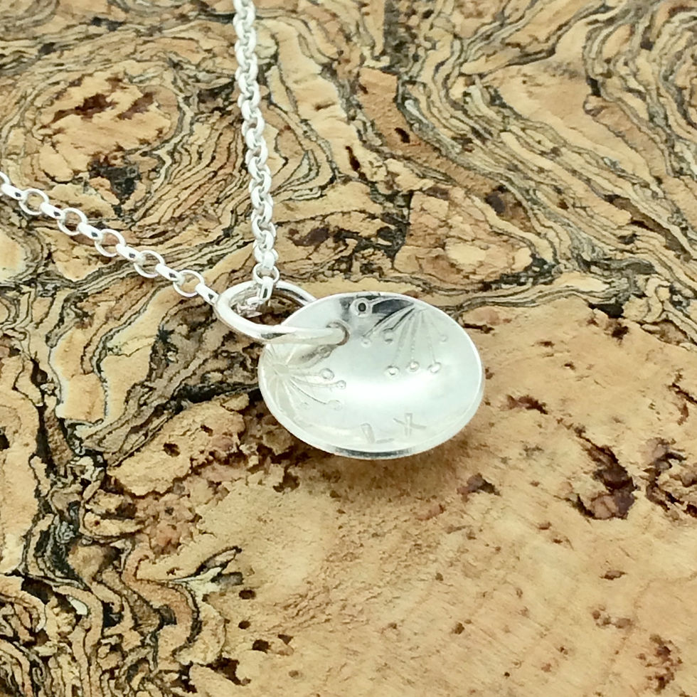 Thumbnail: Silver Floral Disc Birthday Pendant