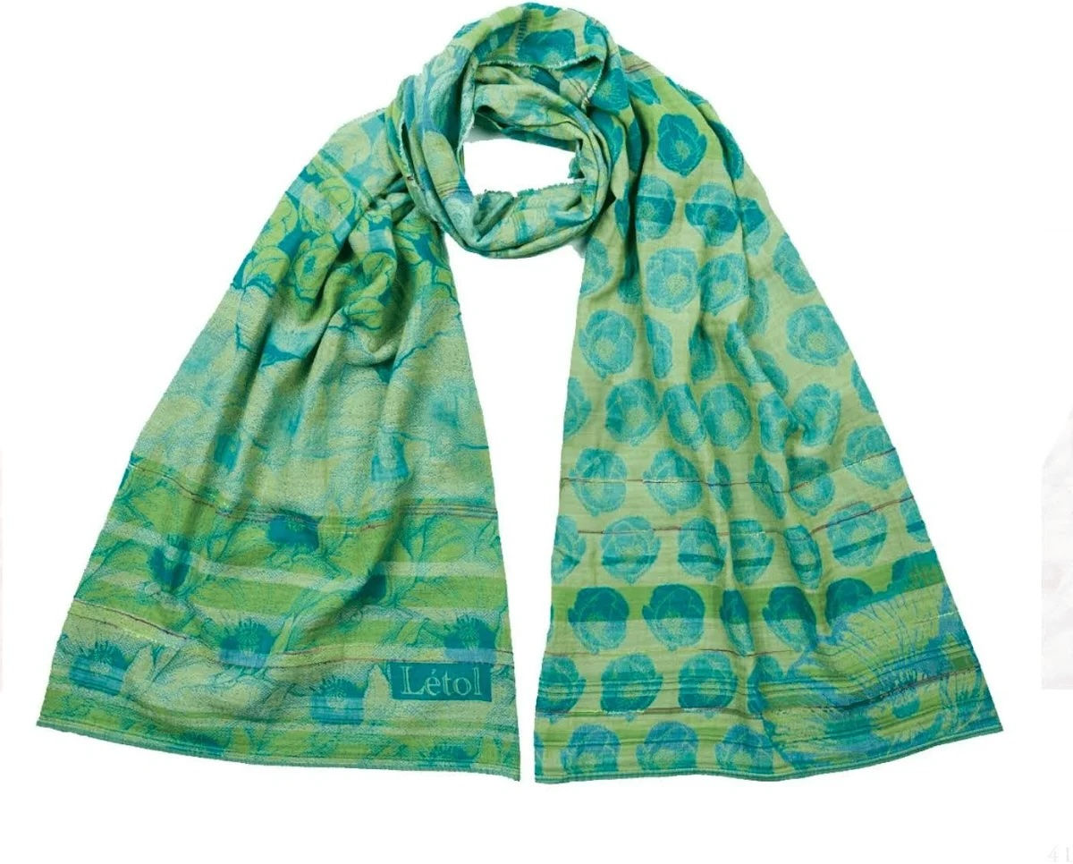 Letol Jacquard Scarf Stephanie in Aventurine Spring Green